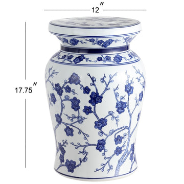 Cherry Blossom 17.7" Ceramic Garden Stool - JONATHAN Y
